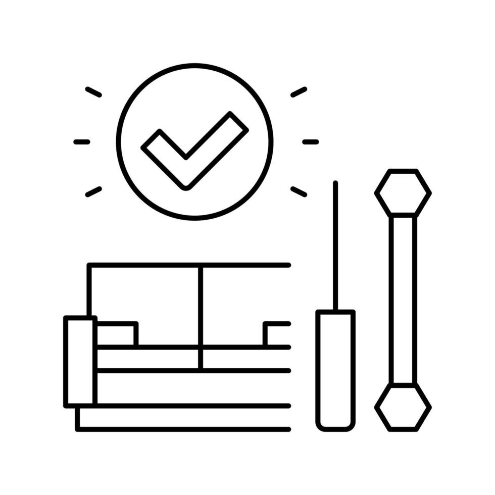 desmontaje y montaje de la ilustración de vector de icono de línea de sofá