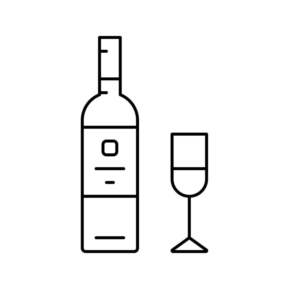 Ilustración de vector de icono de línea de vino tinto syrah