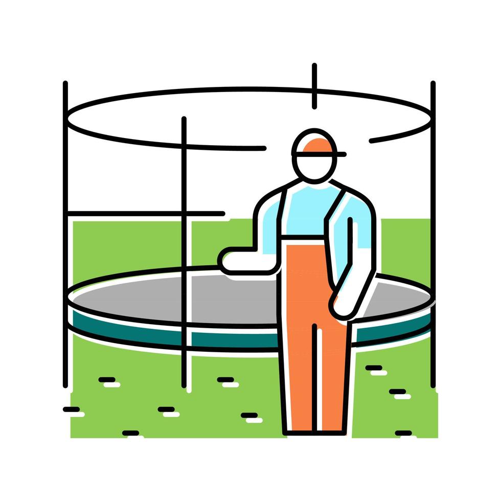 trampoline installation color icon vector illustration