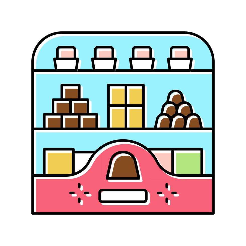 Ilustración de vector de icono de color de tienda de dulces de contador