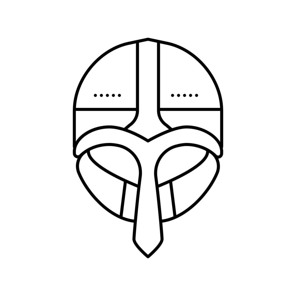 casco vikingo línea nórdica icono vector ilustración