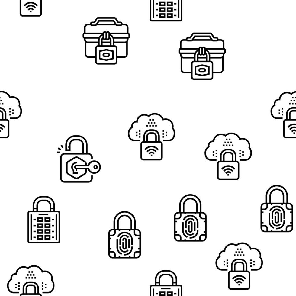 padlock lock safe password key vector seamless pattern