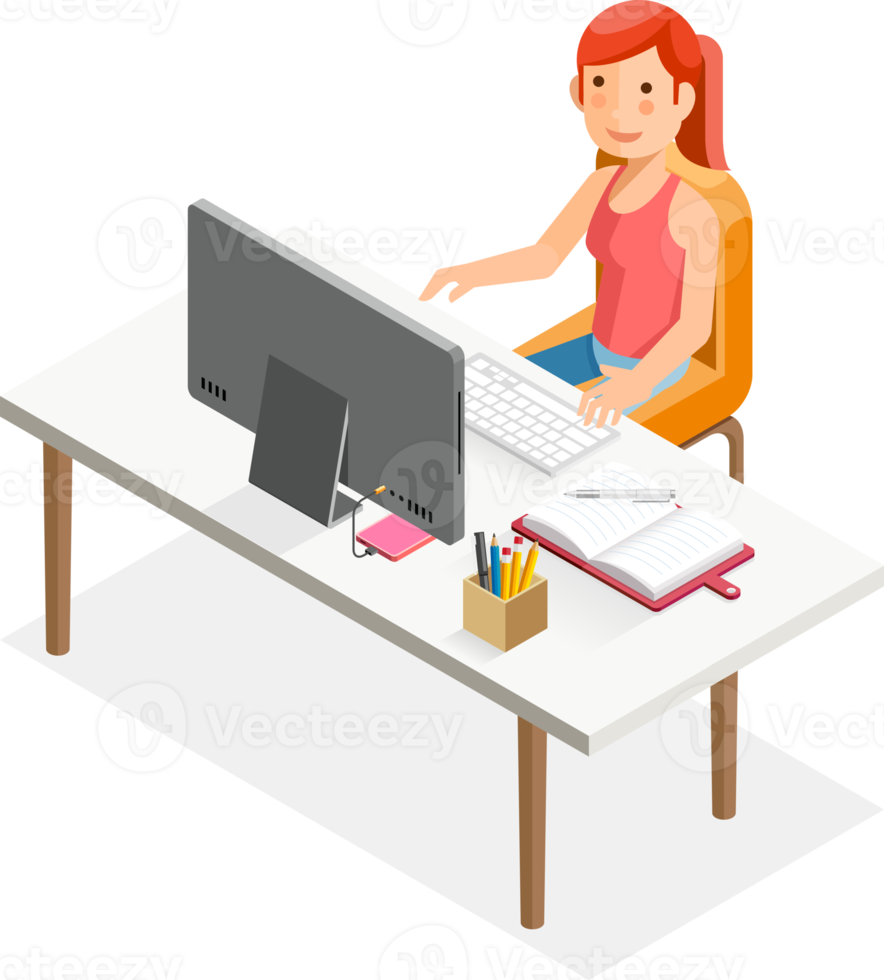 Working people isometric flat color png