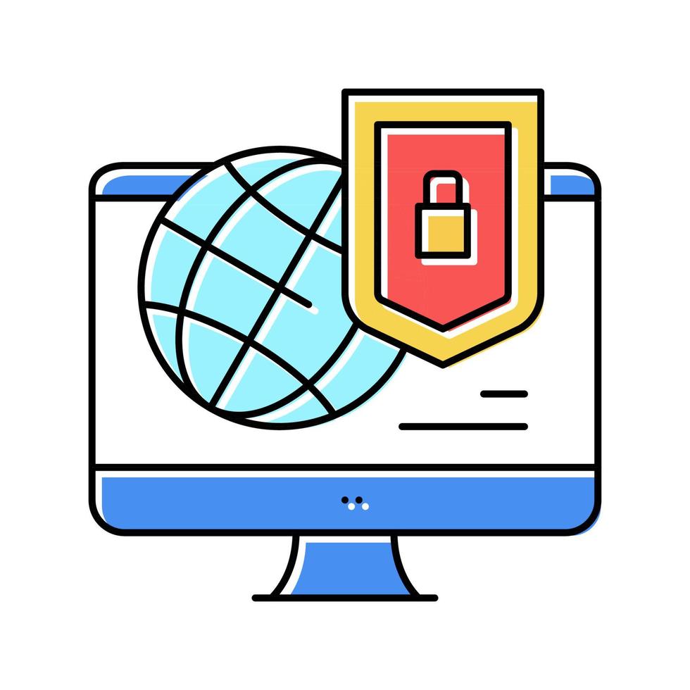 world protection internet password color icon vector illustration