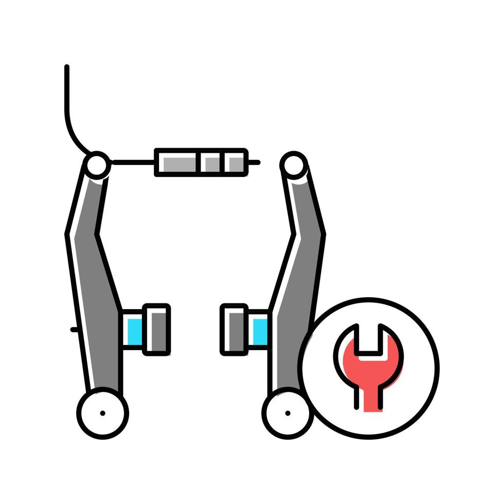 Ilustración de vector de icono de color de limpieza y ajuste de pastillas de freno de bicicleta