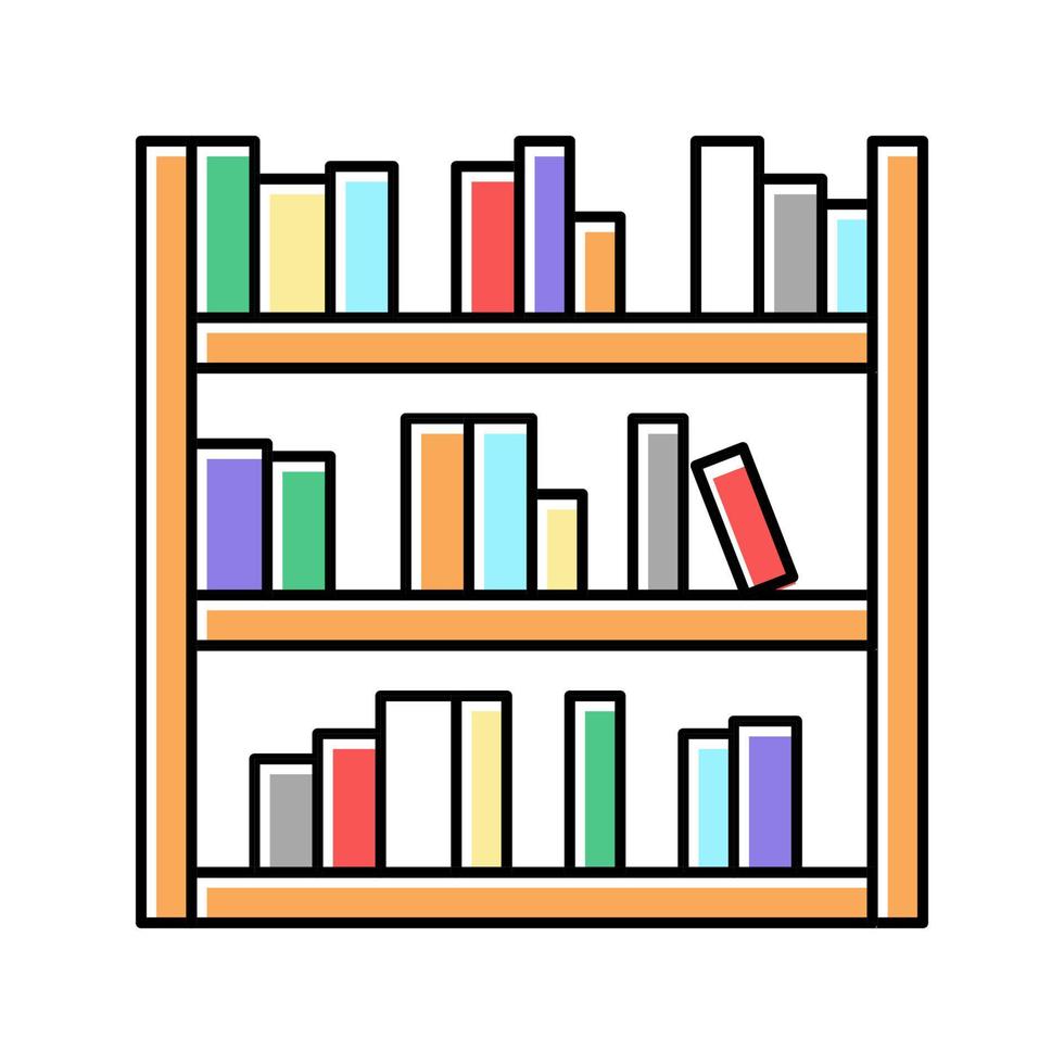 estante de biblioteca con libros icono de color ilustración vectorial vector