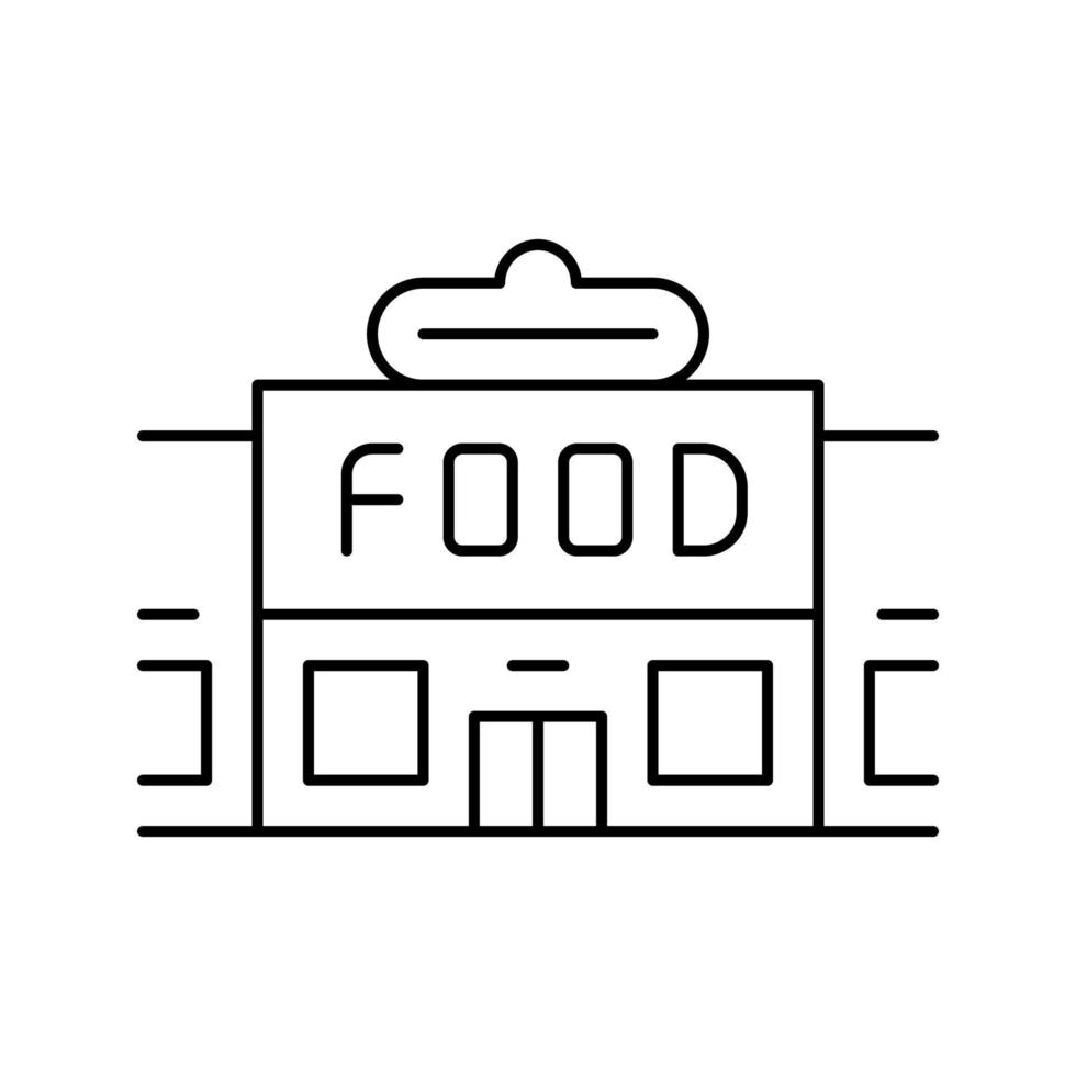 tienda de alimentos edificio línea icono vector ilustración