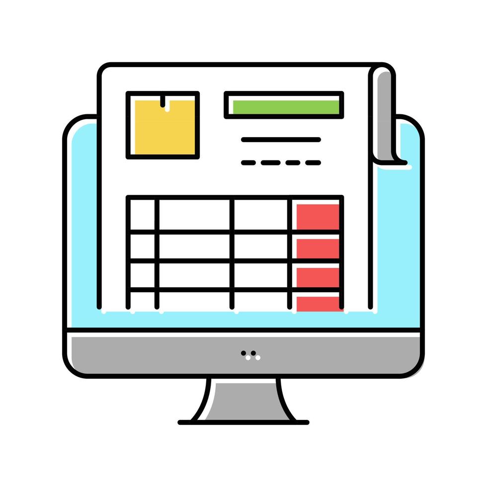 ilustración de vector de icono de color de informe de inventario