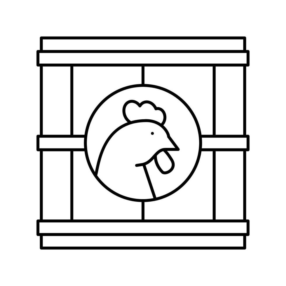 pollo en caja línea icono vector ilustración