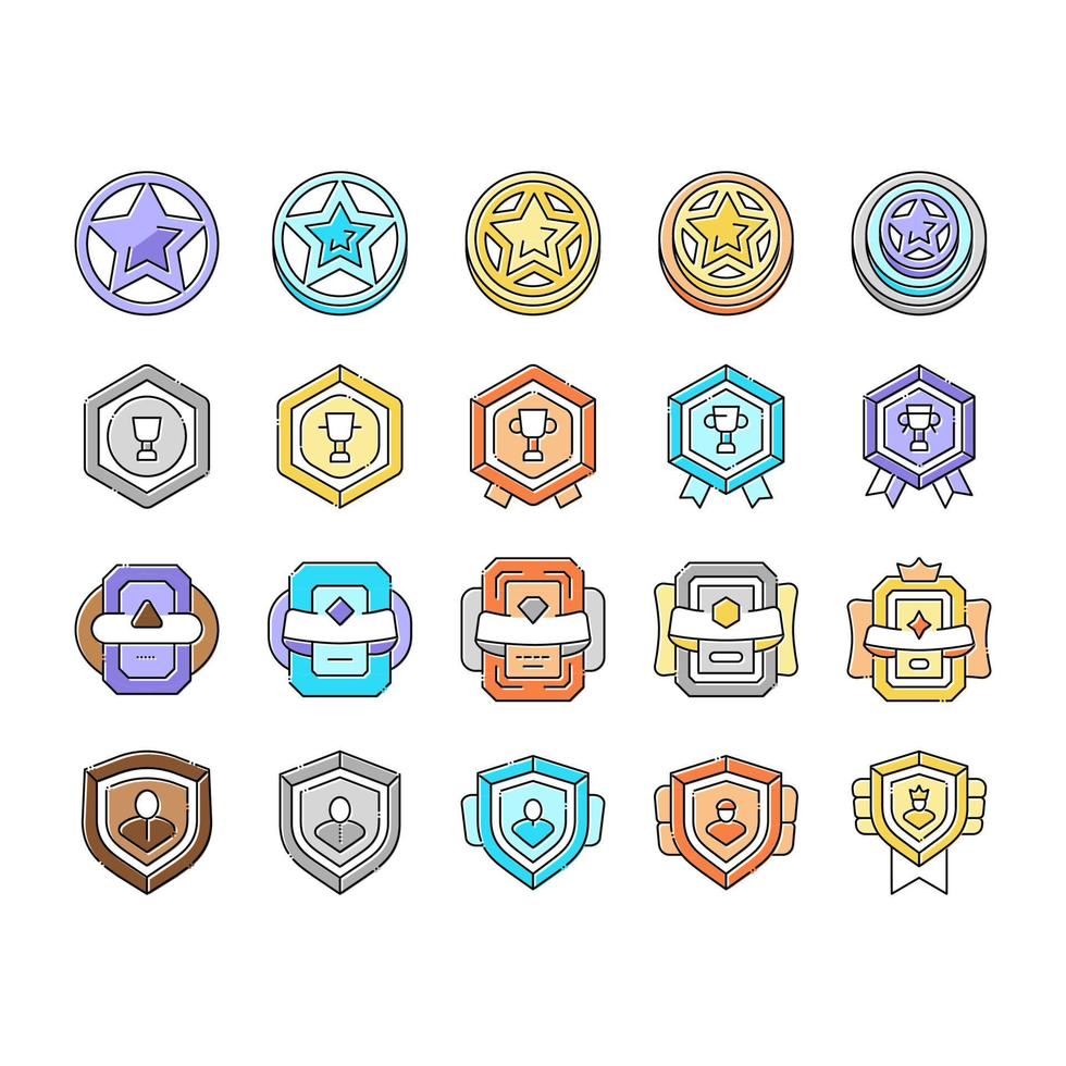 conjunto de iconos de medalla y premio de progreso del juego vector