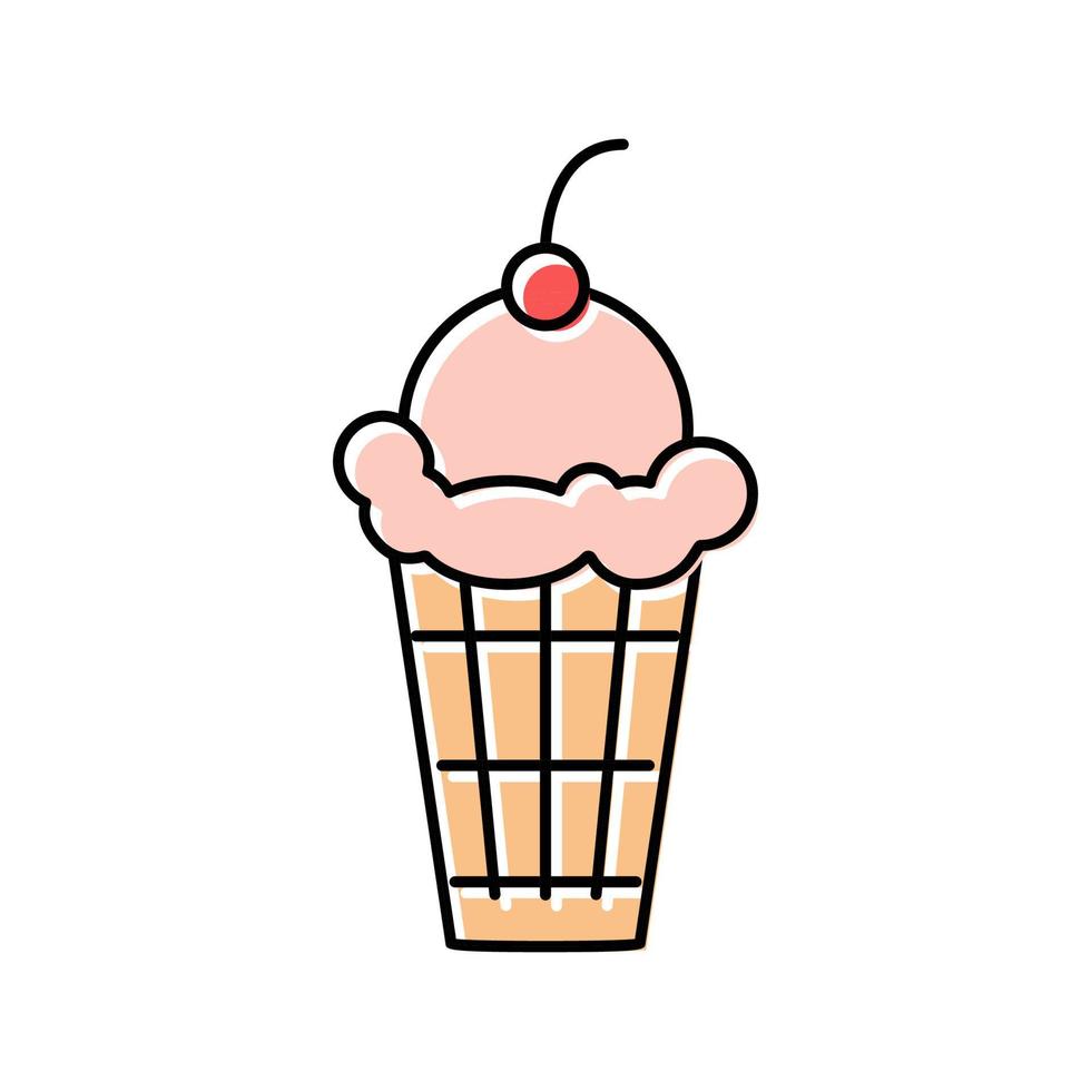 Ilustración de vector de icono de color de helado de cereza