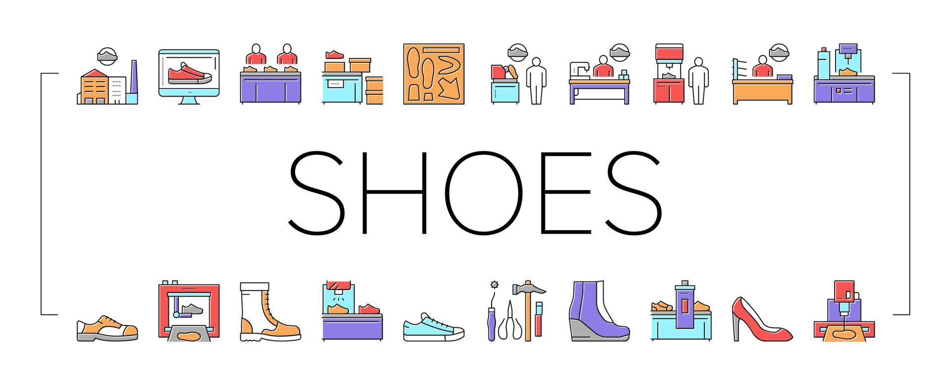 Shoes Repair Service Collection Icons Set Vector