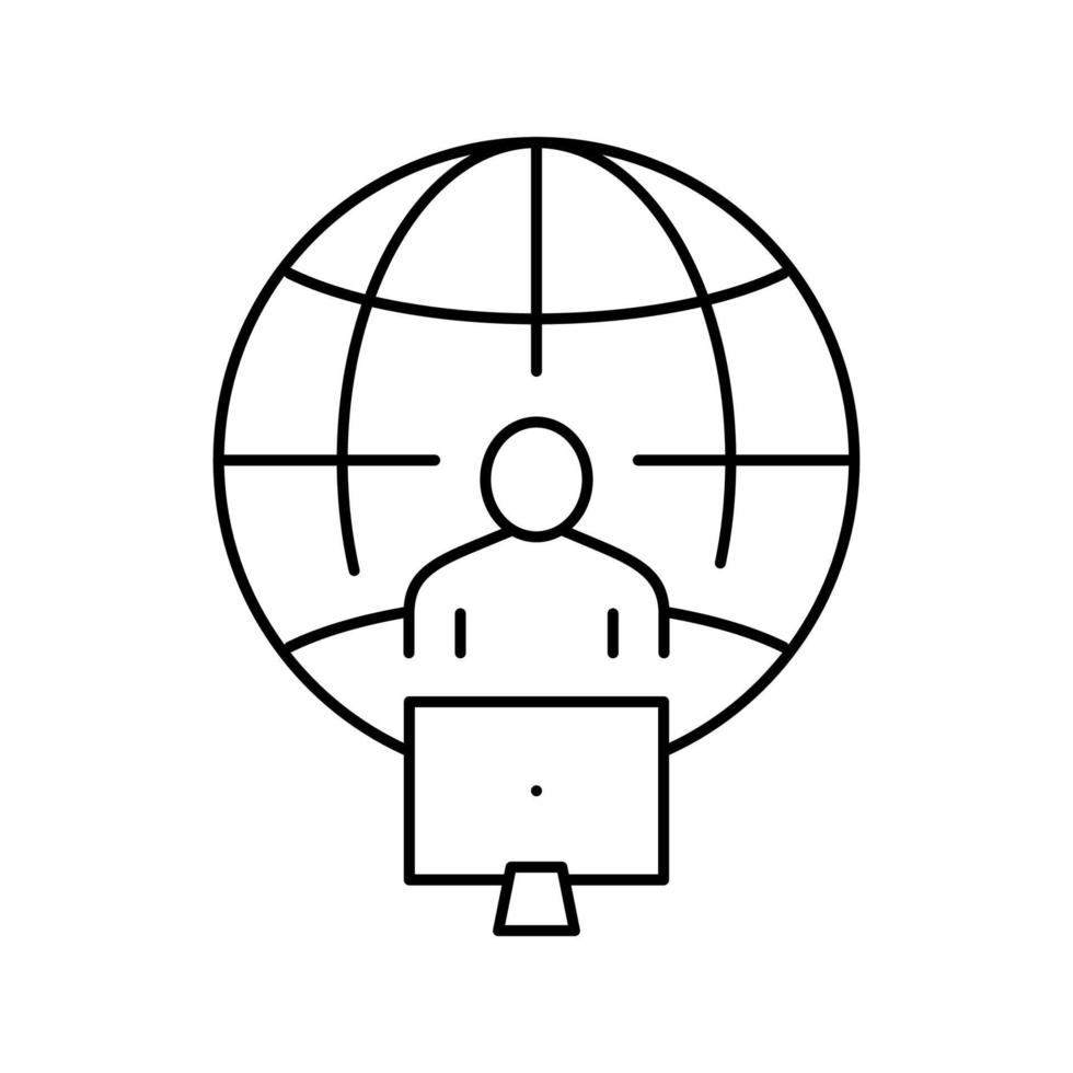 freelancer working world line icon vector illustration