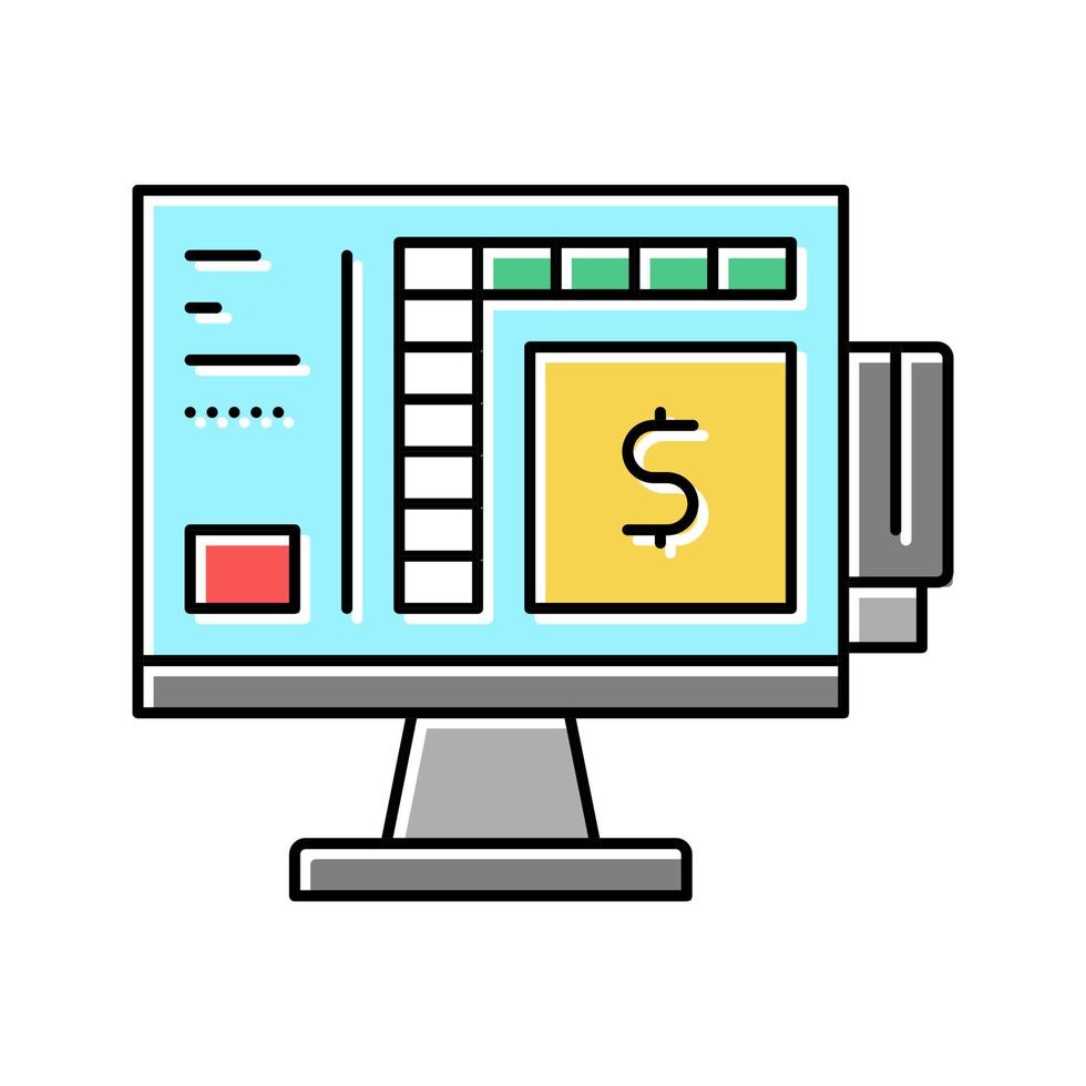 shop self service pos terminal computer color icon vector illustration