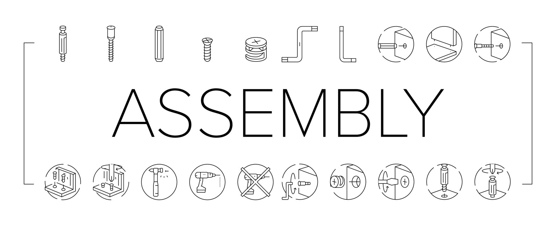 assembly furniture instruction icons set vector 19004698 Vector Art at