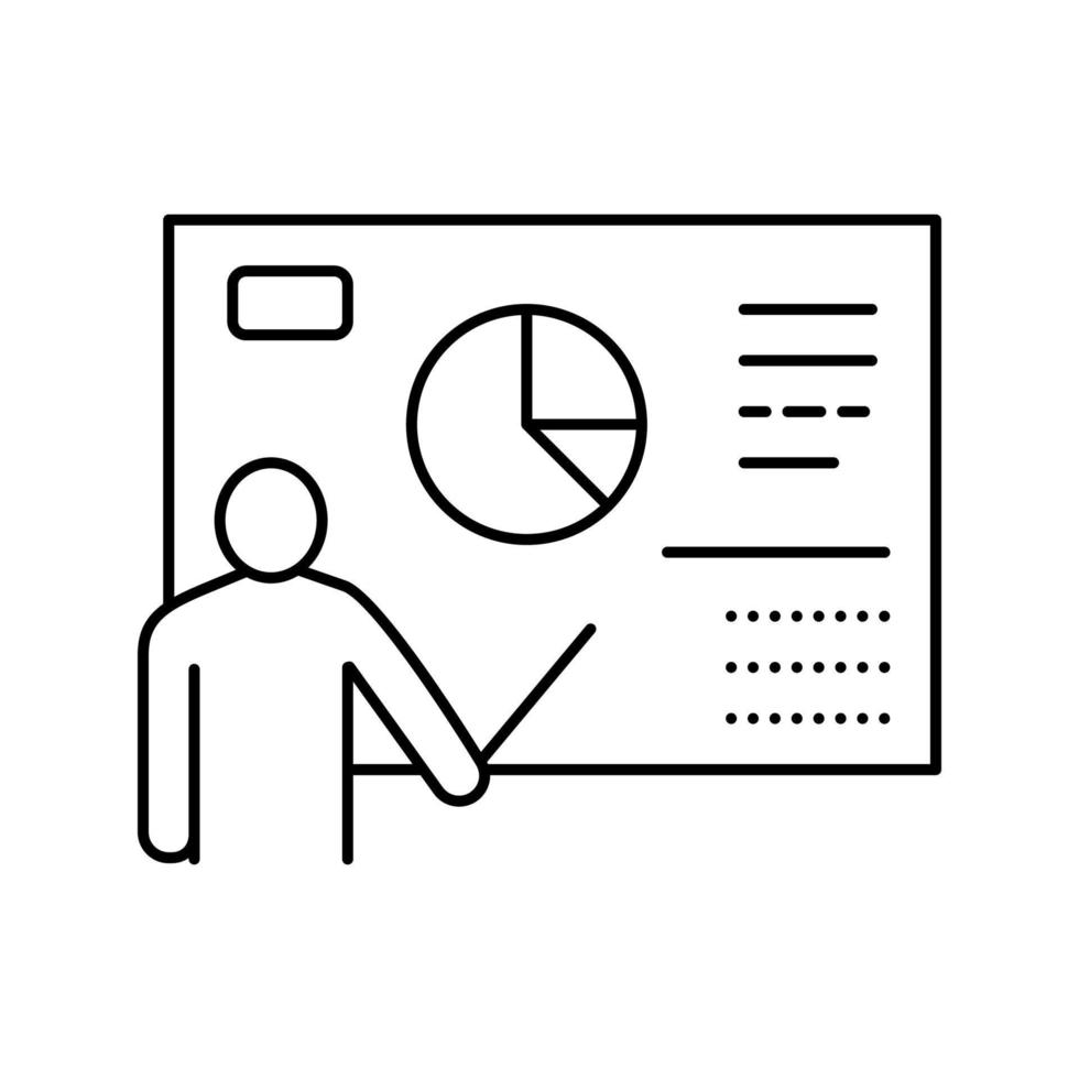 ilustración de vector de icono de línea de presentación de empresario