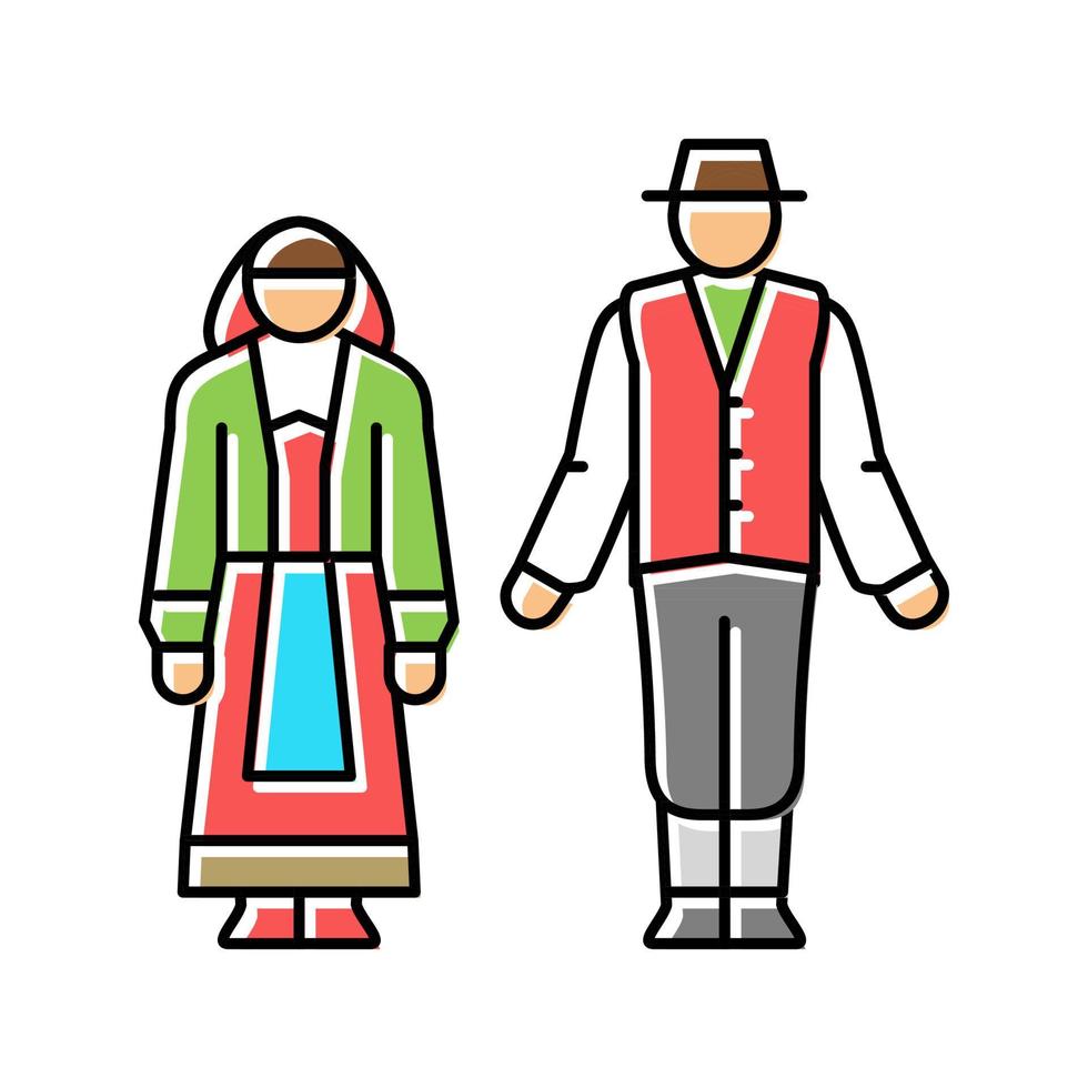 ilustración de vector de icono de color de ropa nacional de italia