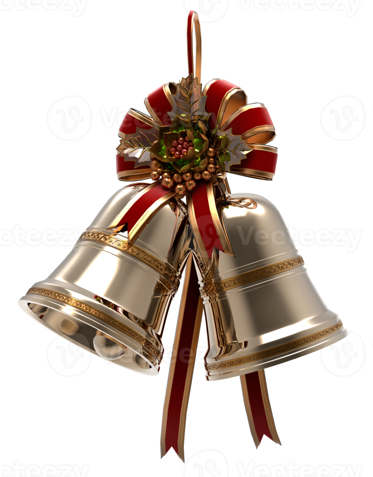 gold bell with ribbon png