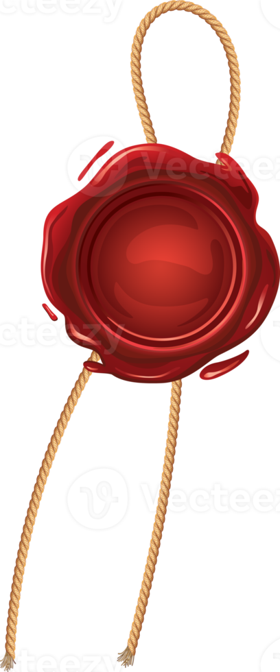 red wax seal with rope png