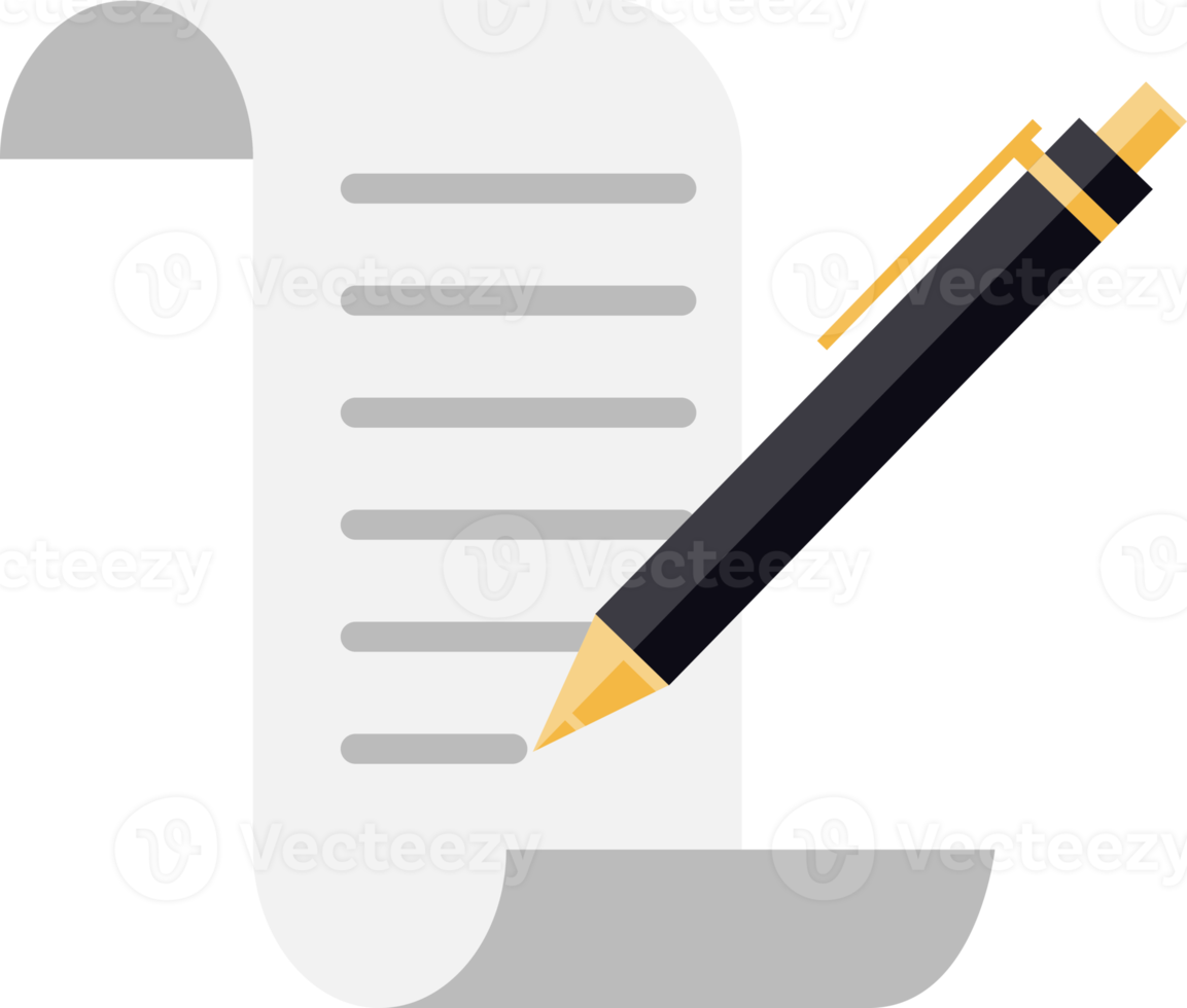 símbolo plano de pluma y papel png