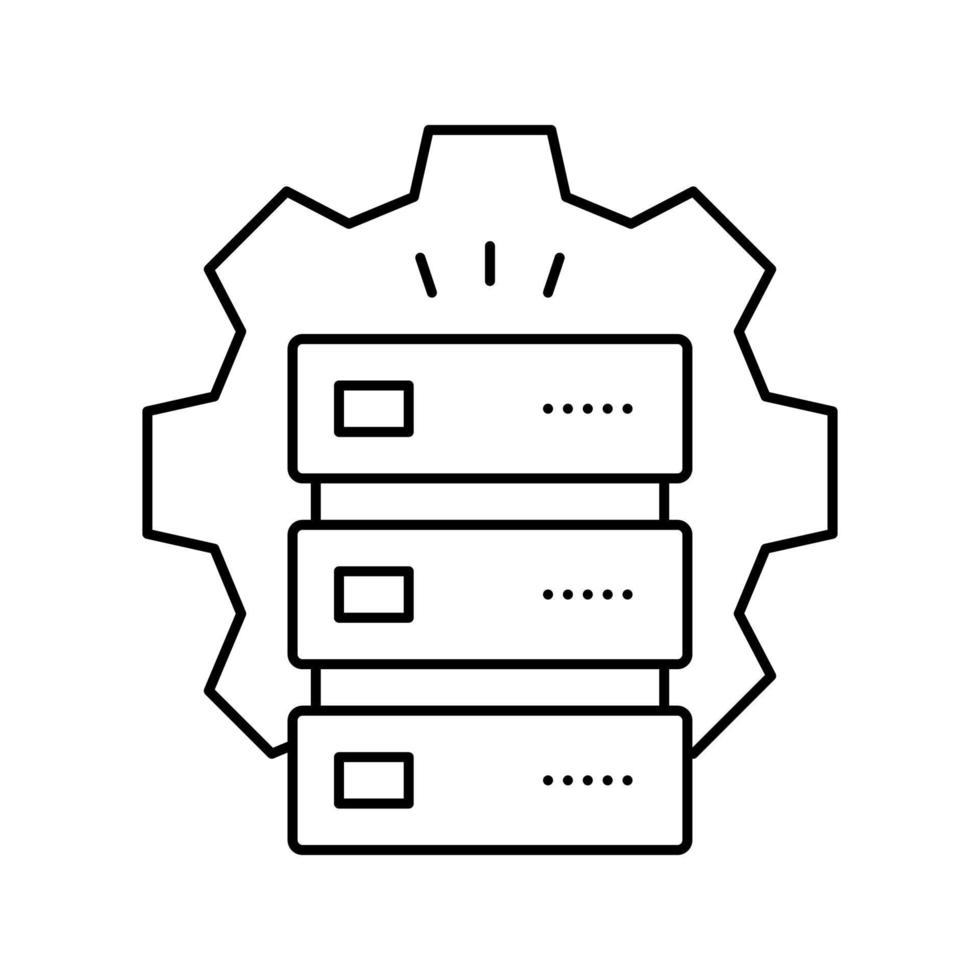 ilustración de vector de icono de línea de trabajo y servicio de servidores