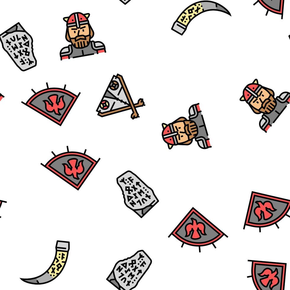 viking medieval norse helmet vector seamless pattern