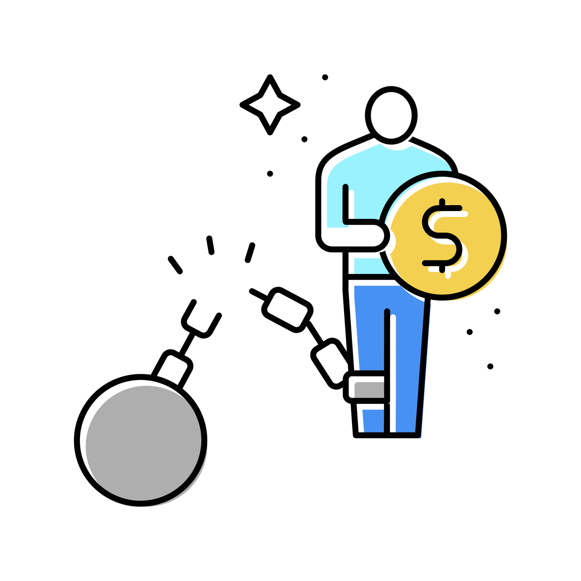 self sufficiency financial freedom color icon vector illustration