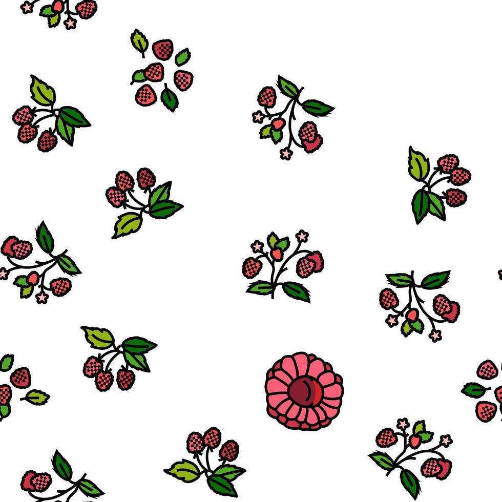 raspberry fruit berry red food vector seamless pattern