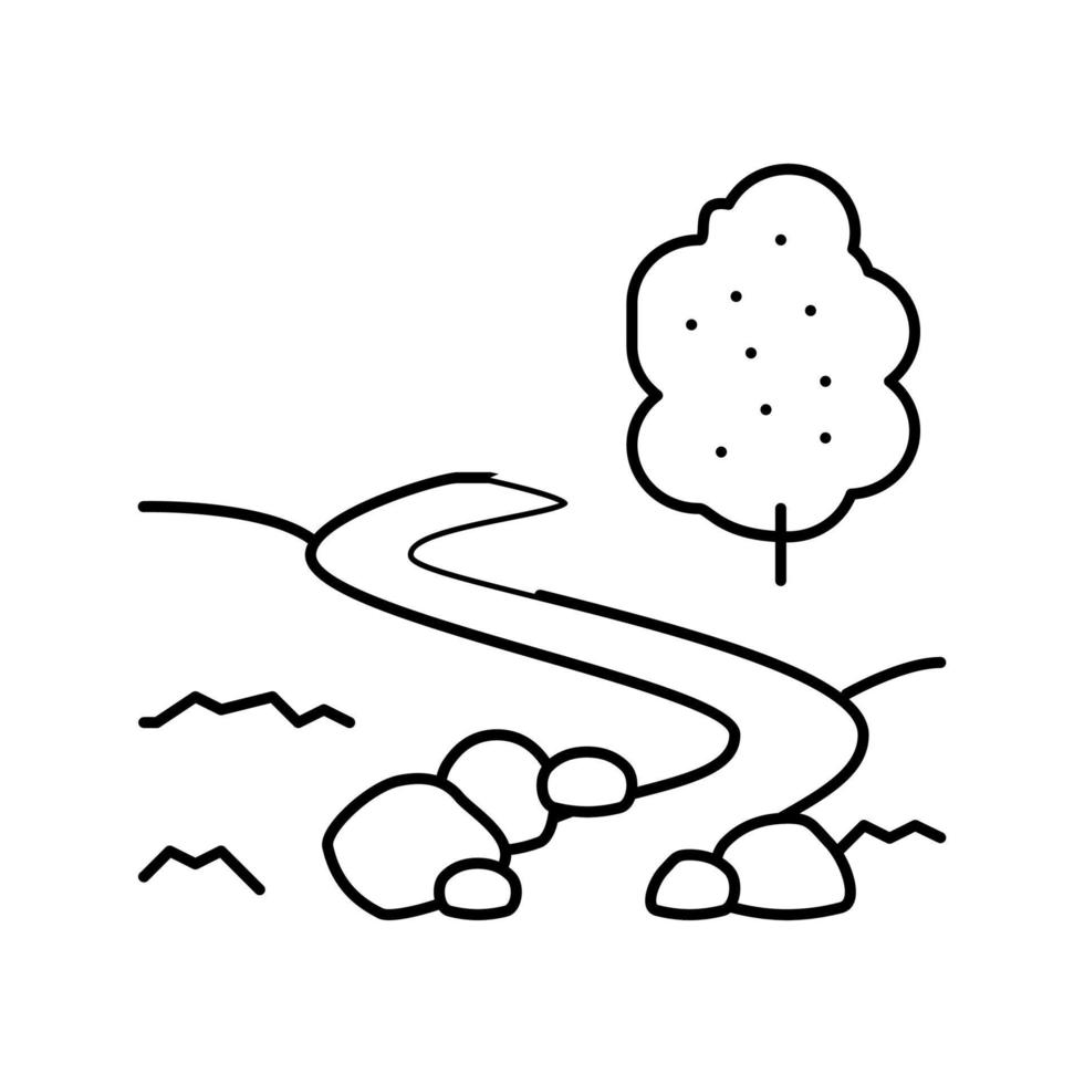 río en pradera línea icono vector ilustración