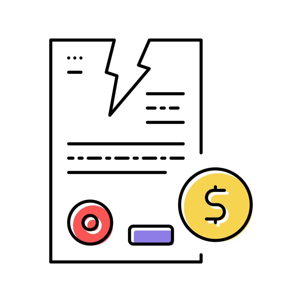 contract breaking color icon vector illustration