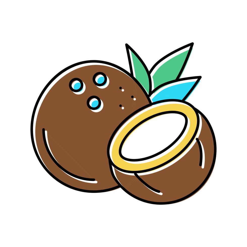 Ilustración de vector de icono de color de nuez exótica de coco