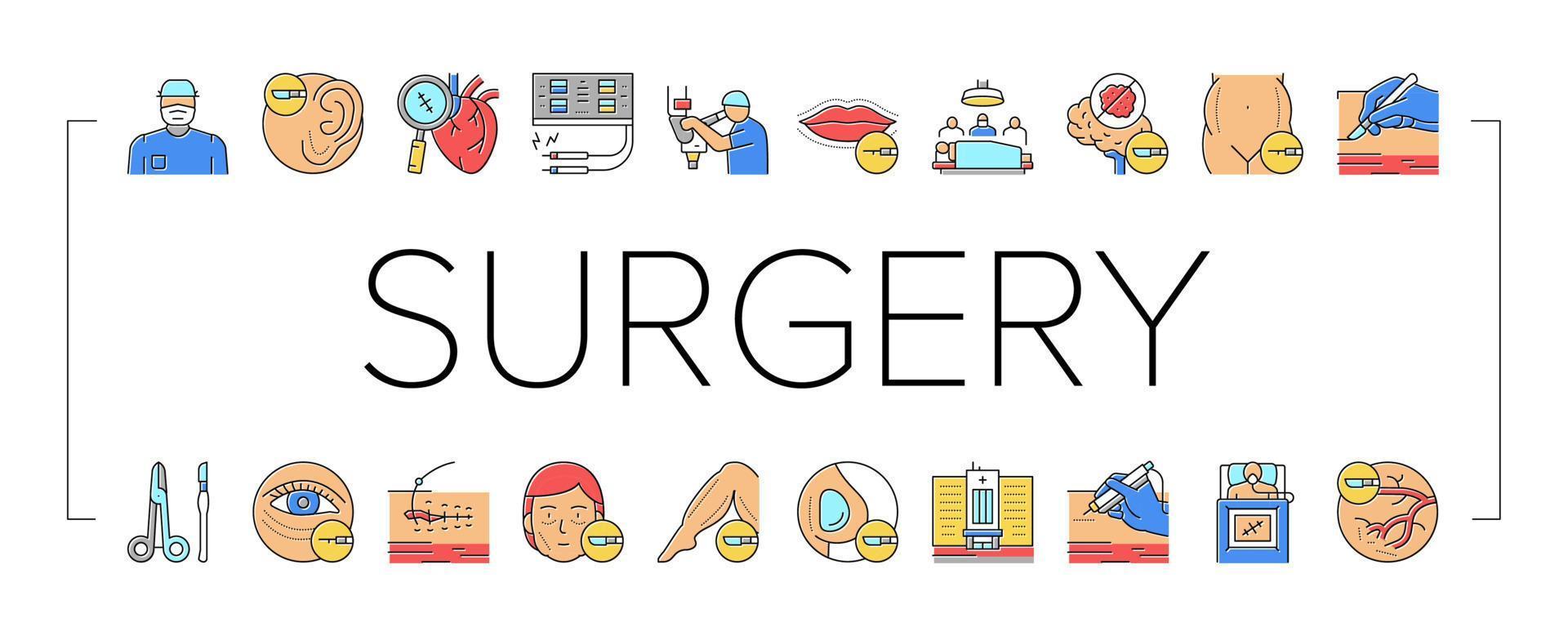 Surgery Medicine Clinic Operation Icons Set Vector