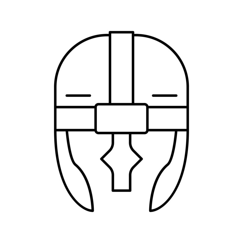 casco viking soldado línea icono vector ilustración