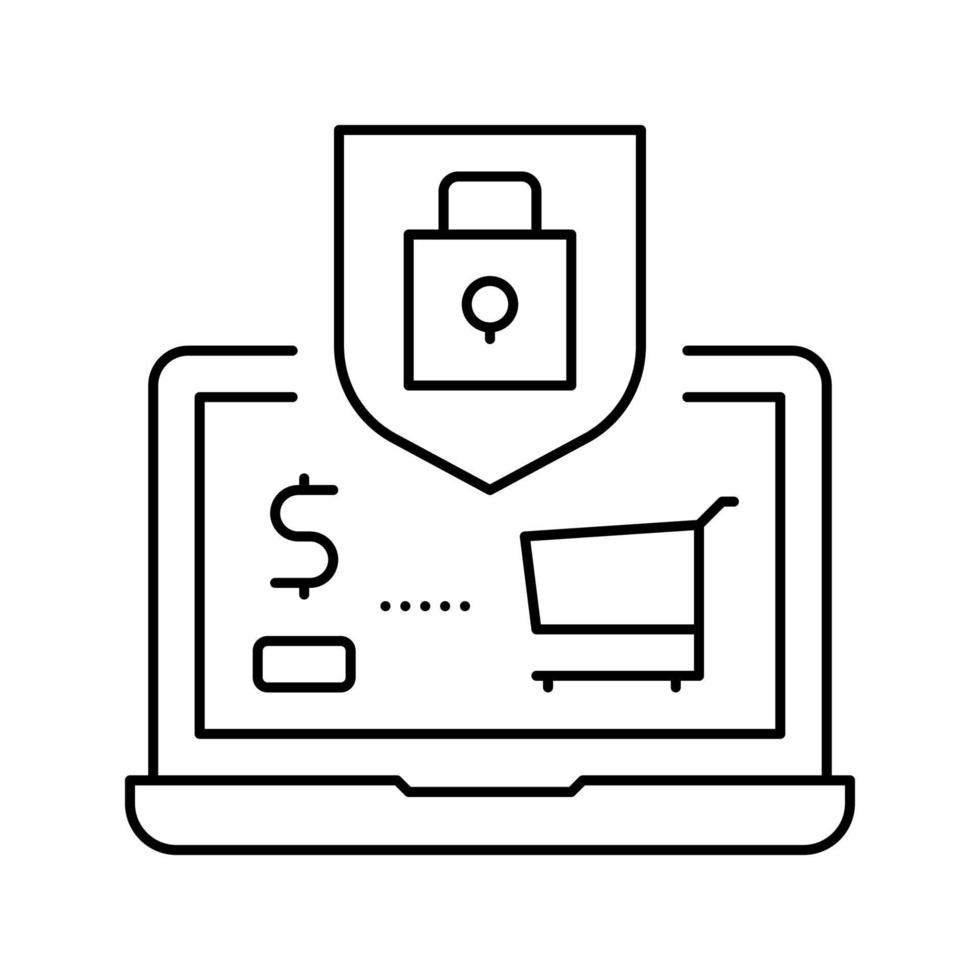 secure shopping line icon vector illustration