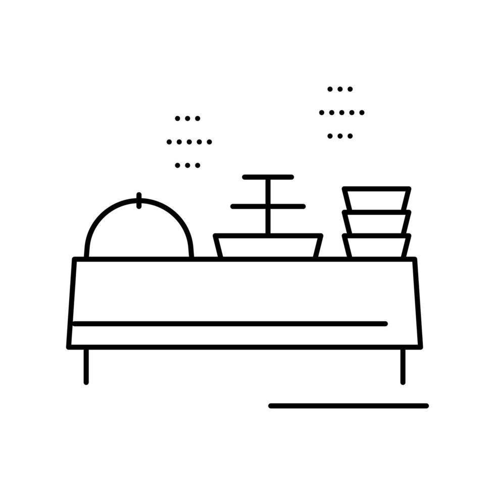 buffet table with food line icon vector illustration