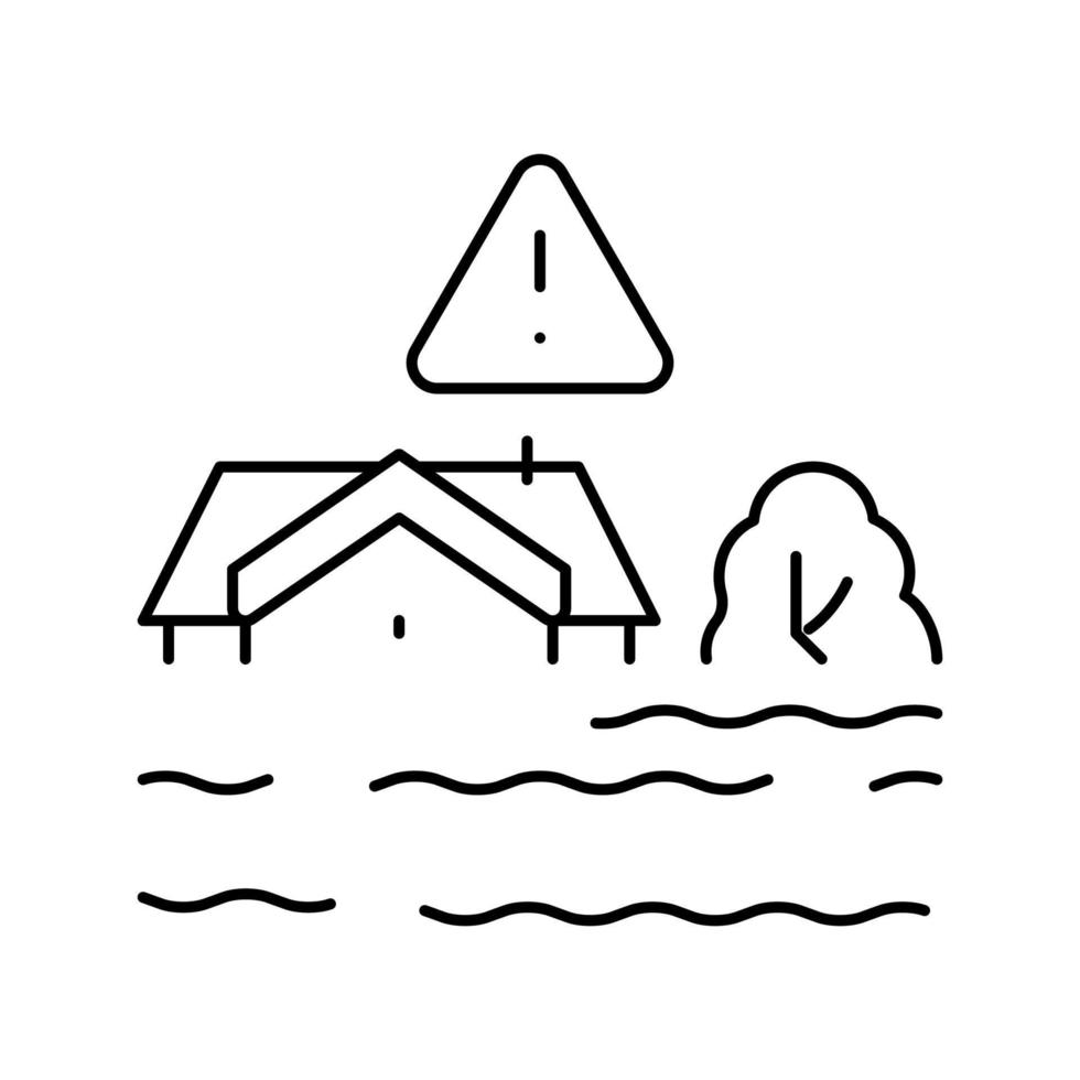 ilustración de vector de icono de línea de tierra de inundación
