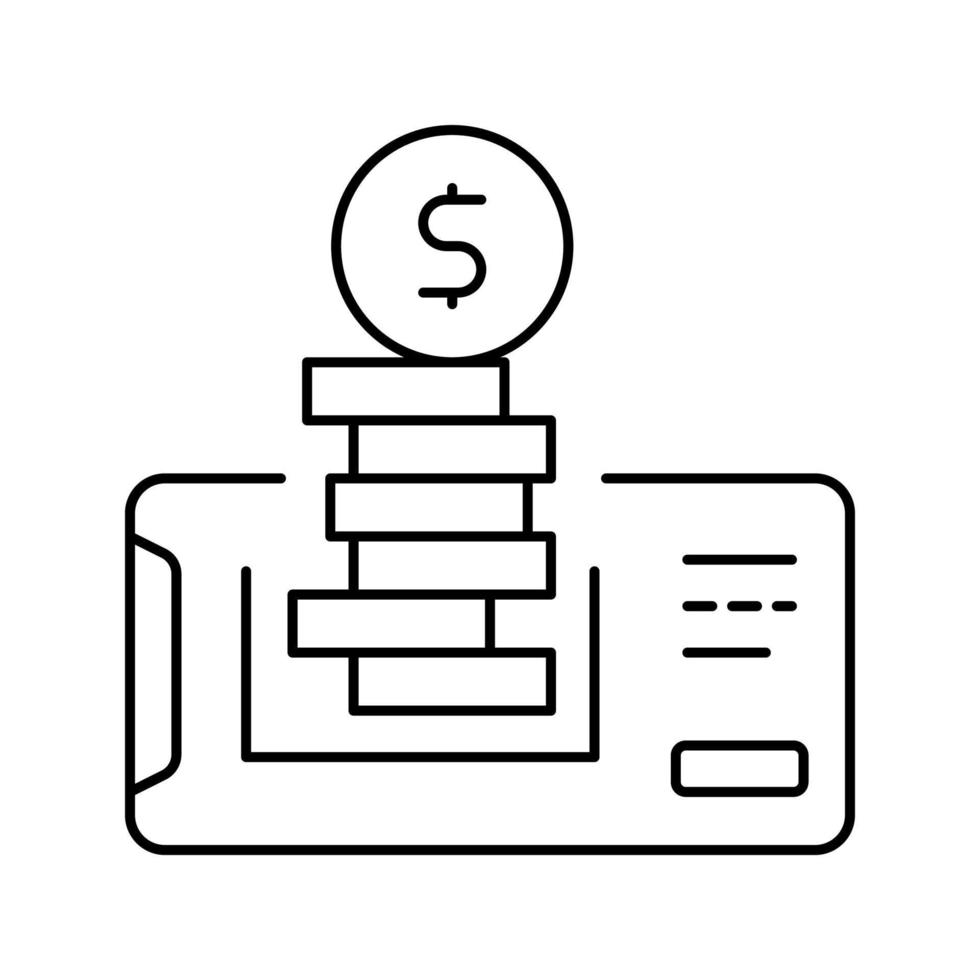 icono de línea de aplicación de teléfono de dinero electrónico ilustración vectorial vector