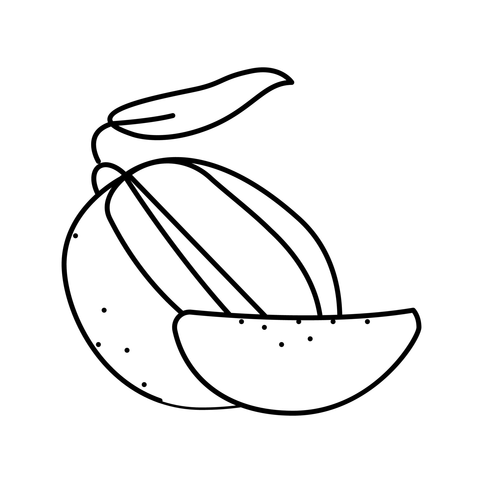 mango cut slice leaf line icon vector illustration 19005394 Vector Art