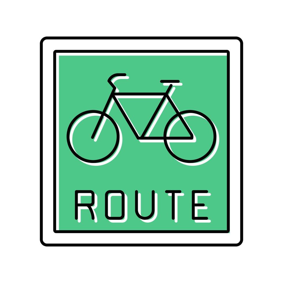 Ilustración de vector de icono de color de signo de carretera de bicicleta