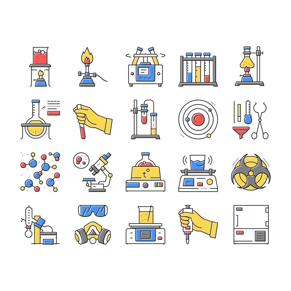 conjunto de iconos de colección de laboratorio de química ilustración vectorial vector