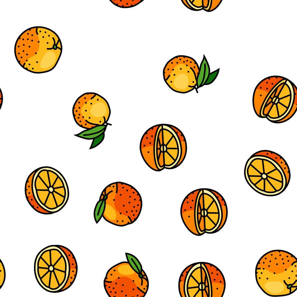 orange citrus fresh slice juice vector seamless pattern