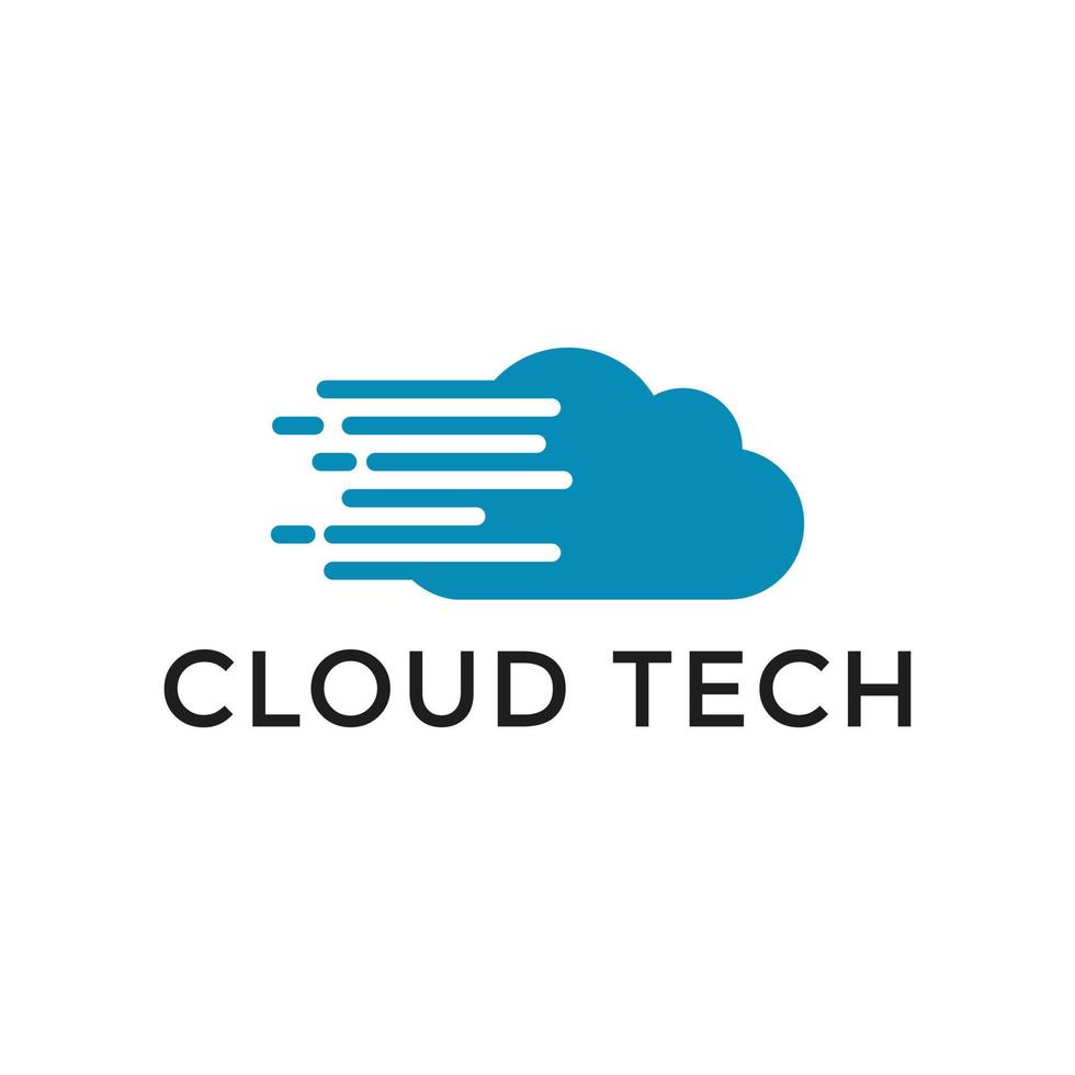 diseño de logotipo de tecnología en la nube. diseño de logotipo de nube de velocidad vector