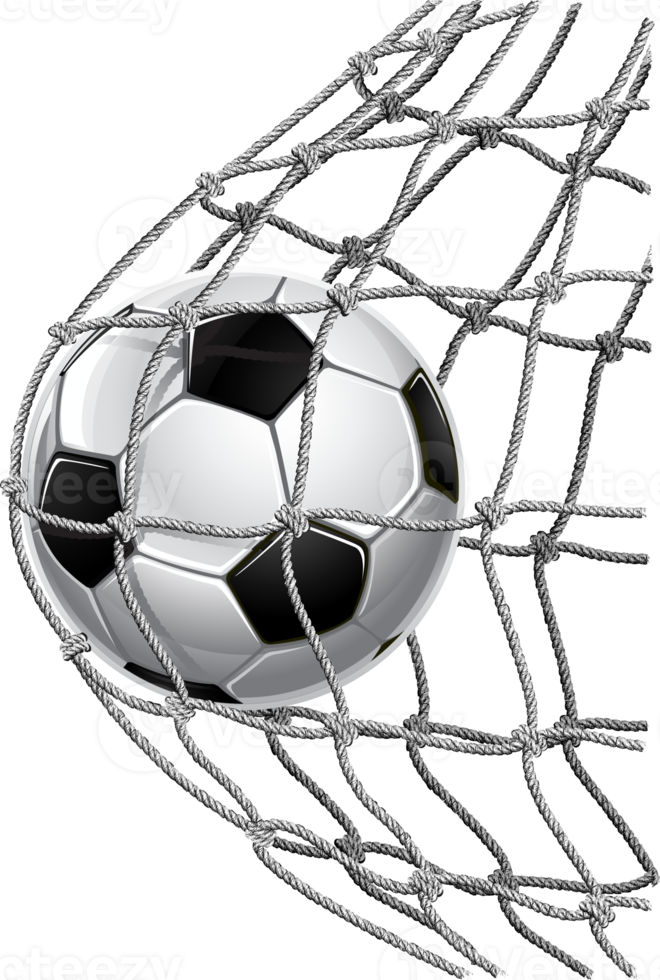 soccer ball in the goal net png
