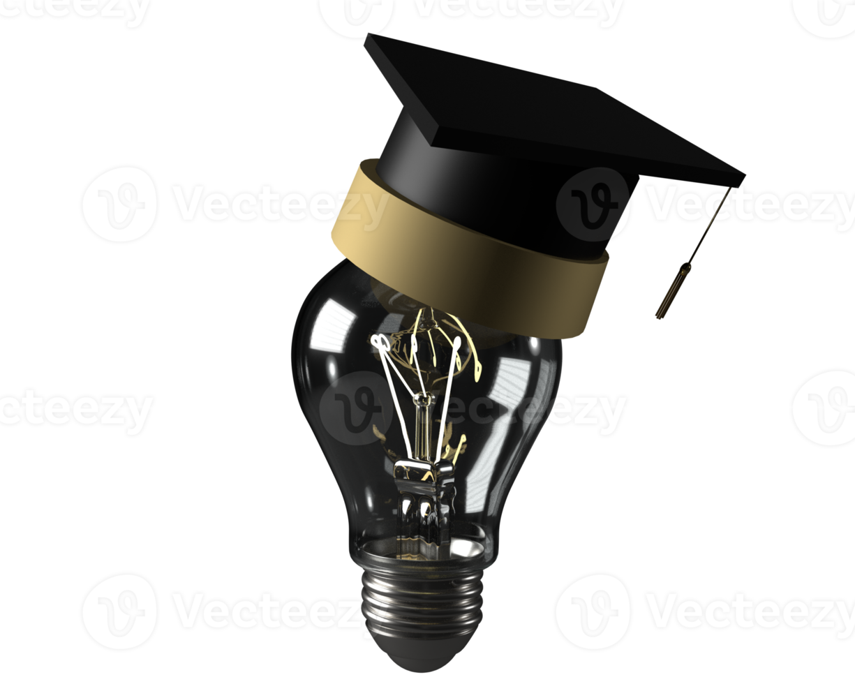 sombrero tapa negro color lámpara bombilla electrónico tecnología energía poder símbolo felicitación escuela secundaria aula licenciatura universidad escuela colegio educación terminar negocio idea.3d hacer png