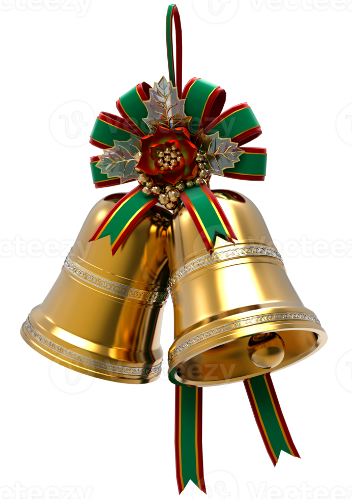 gold bell with ribbon png