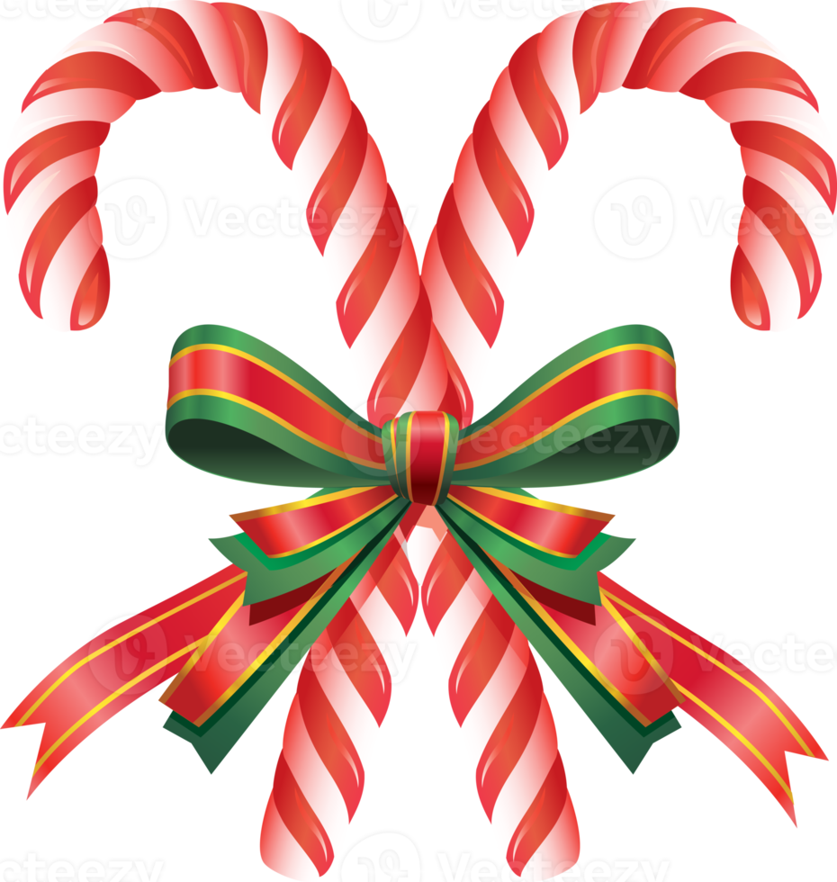 Christmas candy cane and ribbon png
