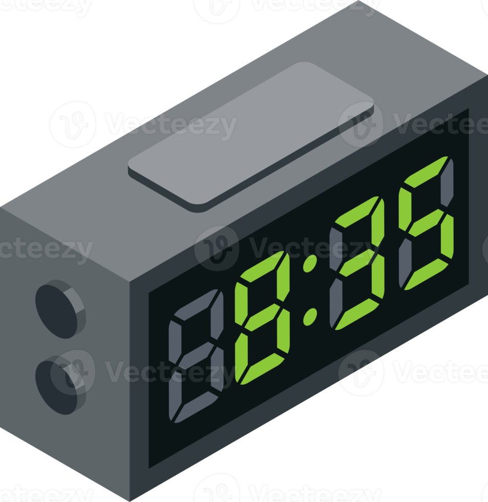 Alarm clock isometric flat color png