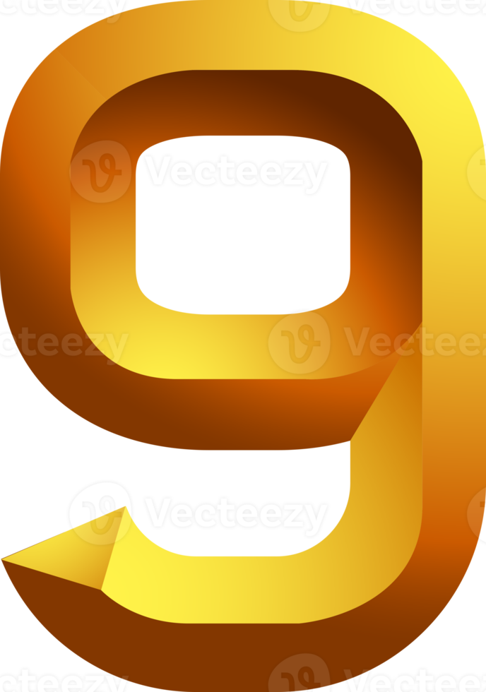 Alphabet number gold colour style png