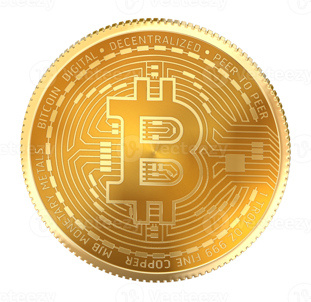 3D Bitcoin yellow color png