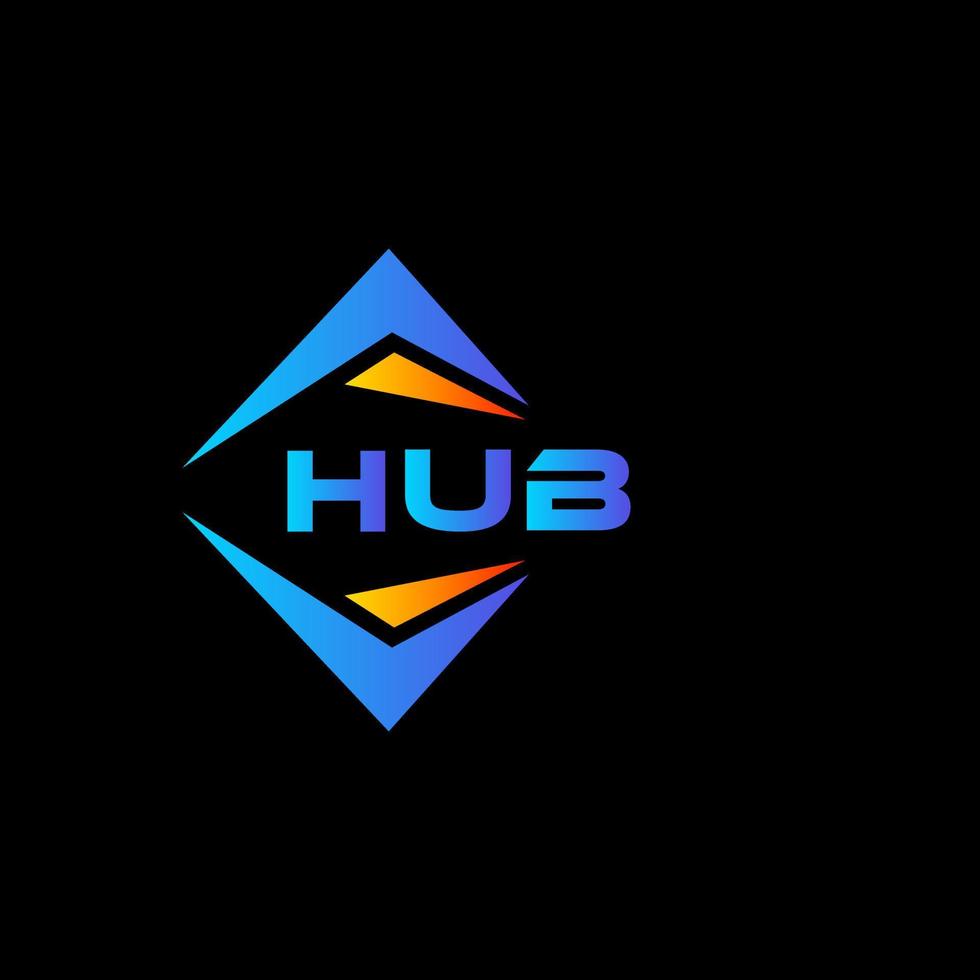 diseño de logotipo de tecnología abstracta de hub sobre fondo negro. concepto de logotipo de letra de iniciales creativas de hub. vector